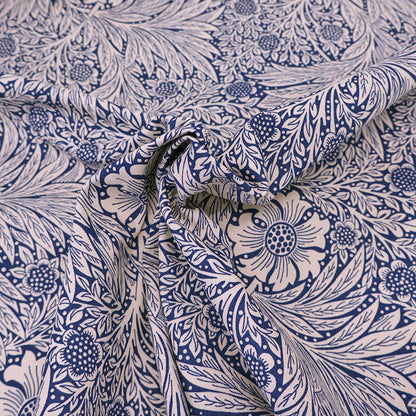 100% Cotton Canvas Fabric - Navy and Cream Floral