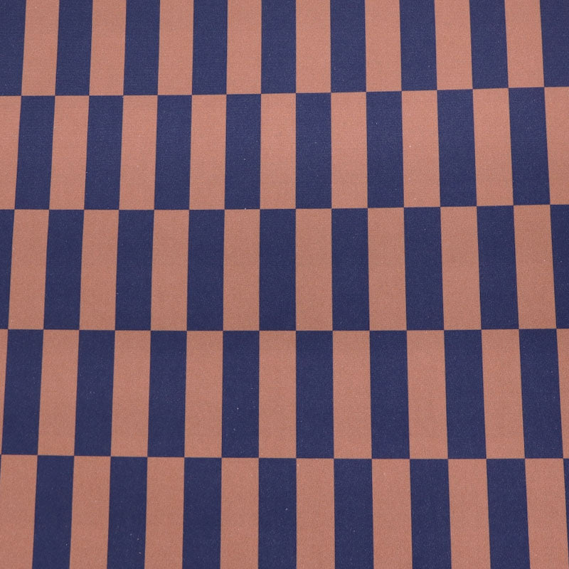 100% Cotton Canvas Fabric - Navy Blue and Brown