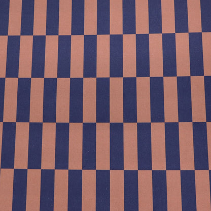 100% Cotton Canvas Fabric - Navy Blue and Brown