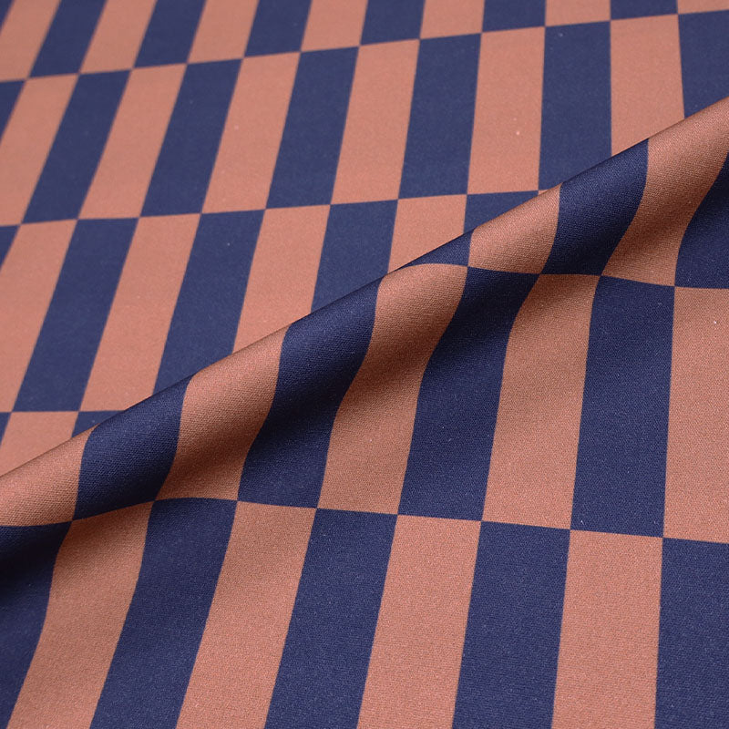 100% Cotton Canvas Fabric - Navy Blue and Brown