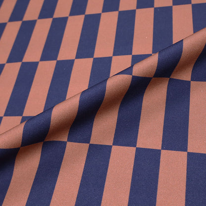 100% Cotton Canvas Fabric - Navy Blue and Brown