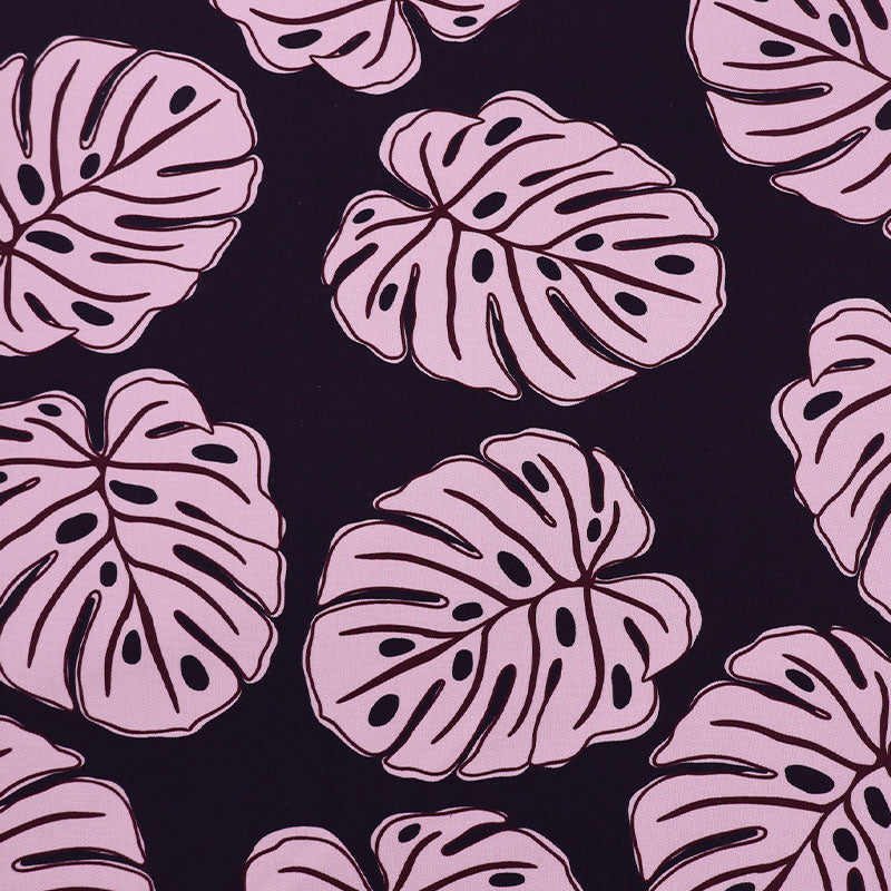 Cotton Canvas - Navy and Purple - Palms