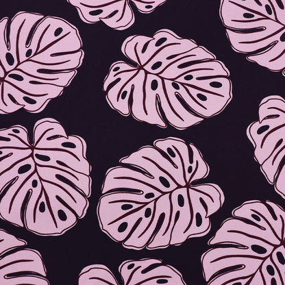 Cotton Canvas - Navy and Purple - Palms