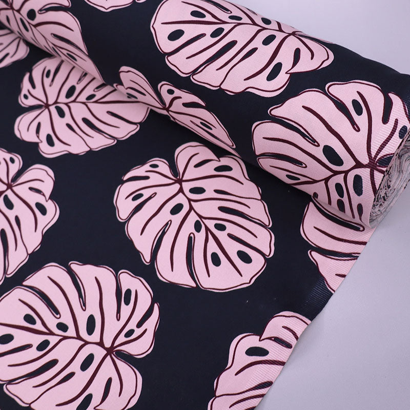 Cotton Canvas - Navy and Purple - Palms