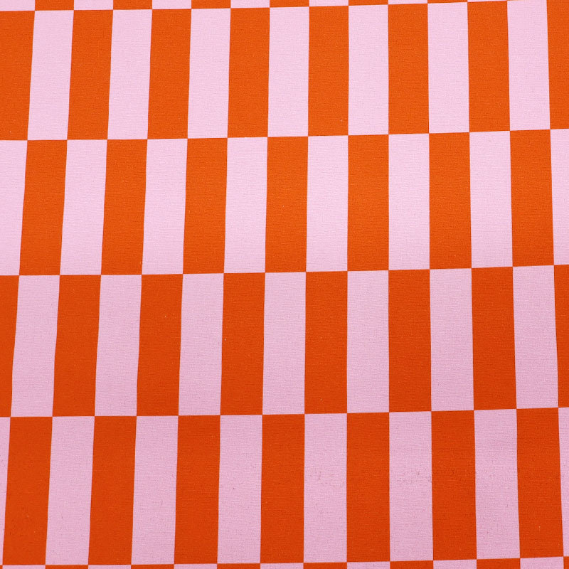 100% Cotton Canvas Fabric - Pink and Orange Rectangles