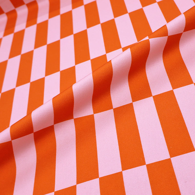 100% Cotton Canvas Fabric - Pink and Orange Rectangles