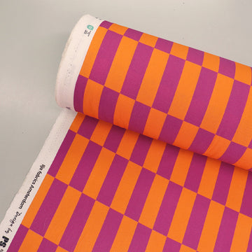 100% Cotton Canvas Fabric - Orange and Pink Geometric design