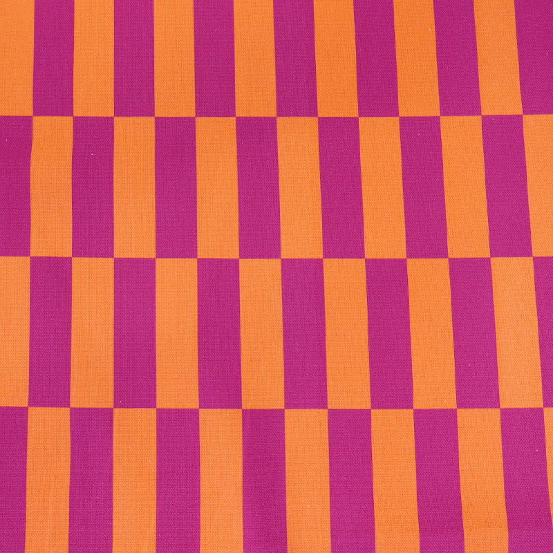 100% Cotton Canvas Fabric - Orange and Pink Geometric design