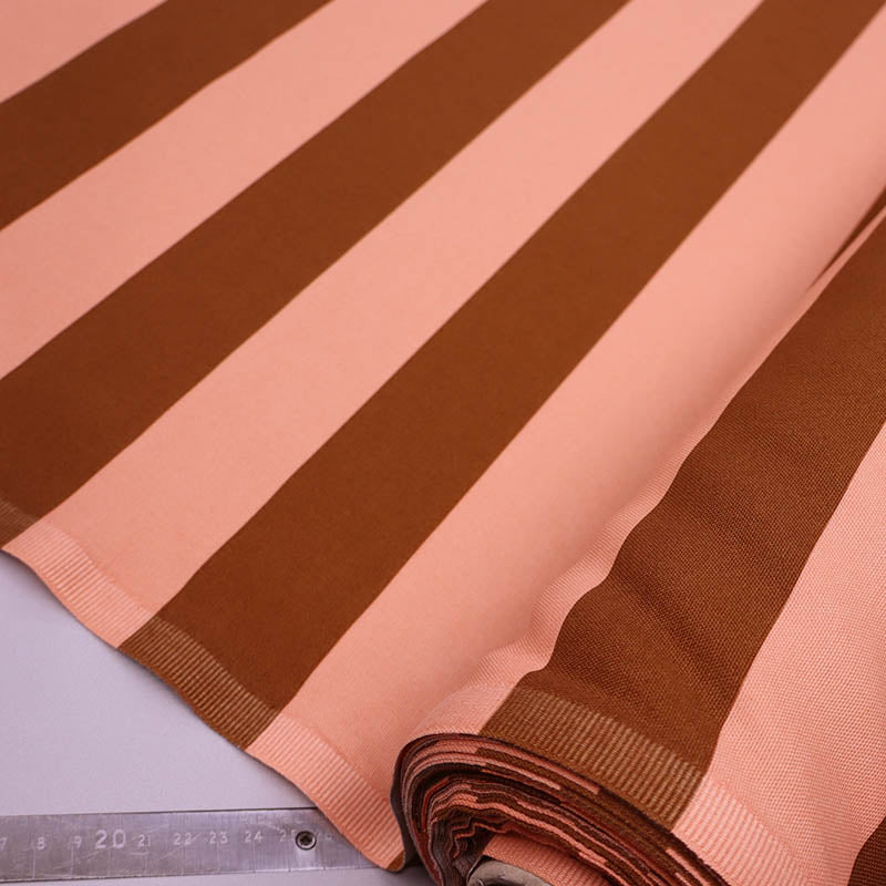 100% Cotton Brown and Orange Striped Canvas Fabric