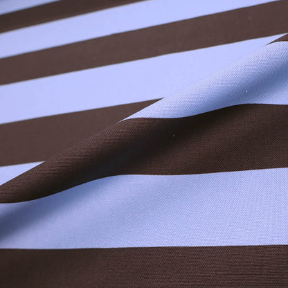 100% Cotton Canvas Fabric - Brown and Blue Bold Stripe