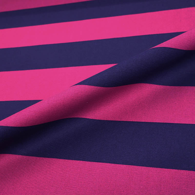 100% Cotton Canvas Fabric - Pink and Navy Bold Stripe