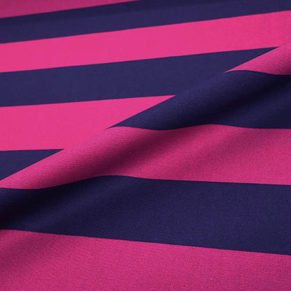 100% Cotton Canvas Fabric - Pink and Navy Bold Stripe