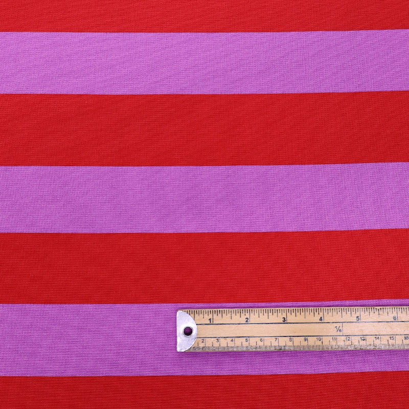 100% Cotton Cotton Canvas Fabric - Pink and Red Stripe
