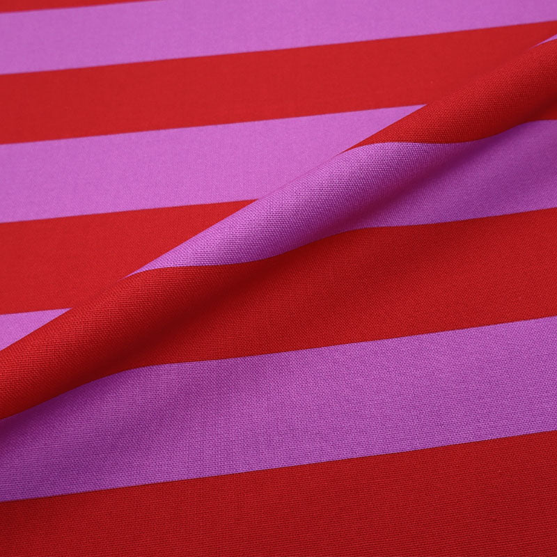 100% Cotton Cotton Canvas Fabric - Pink and Red Stripe
