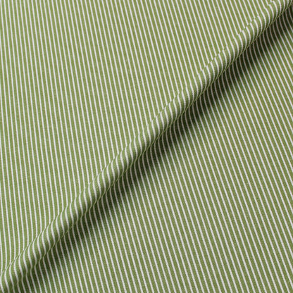 60CM REMNANT Dressmaking Cotton Denim Hickory Stripe - Green and White