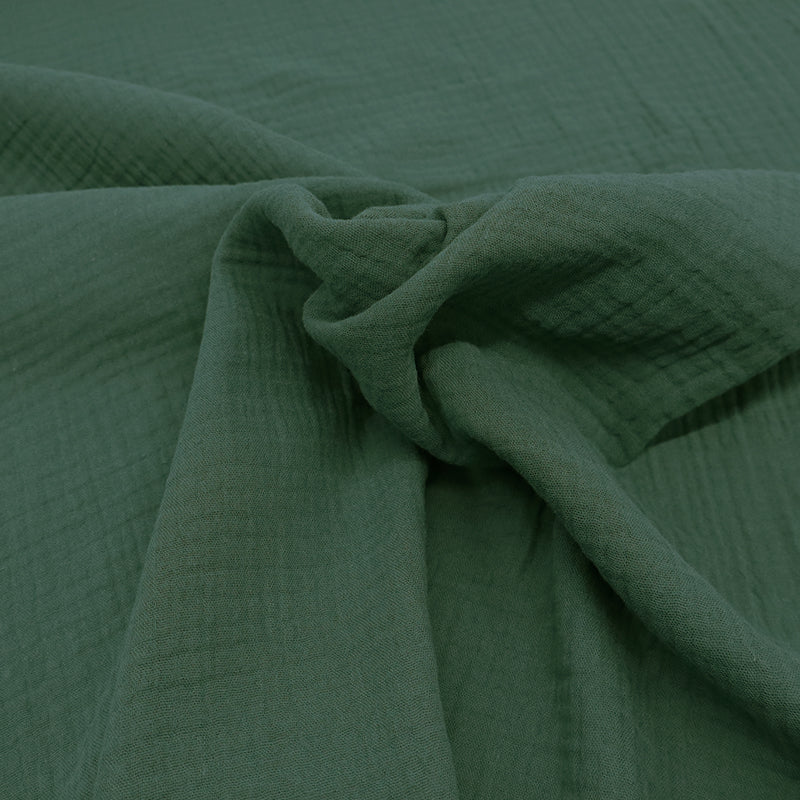 100% Cotton Double Gauze Fabric - Dark Pine Green