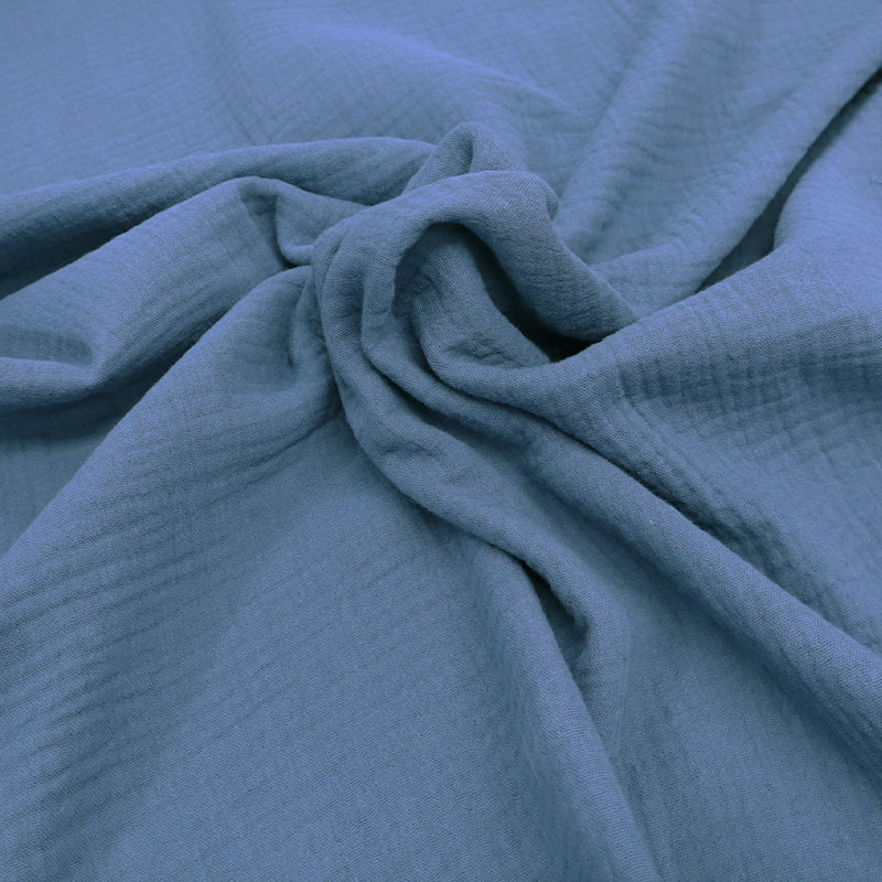 Cotton Double Gauze  - Dusky Blue