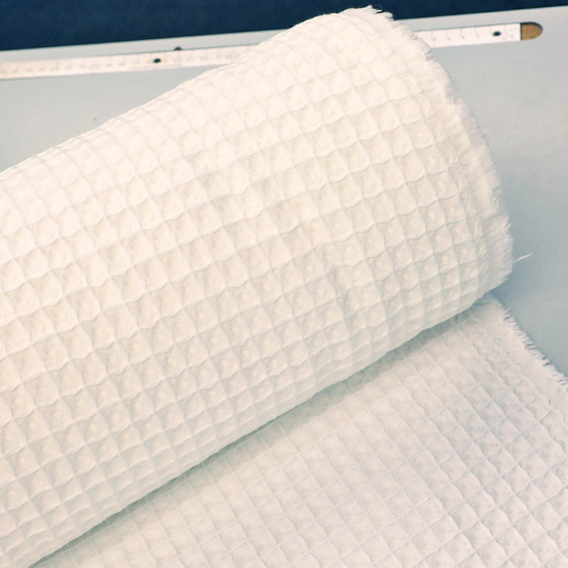 Cotton Double Gauze - Waffle Texture - Bright White