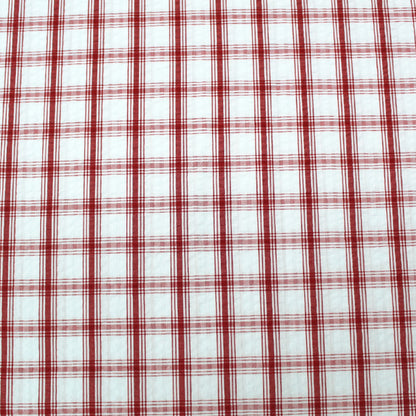 Red and White Check Seersucker Fabric