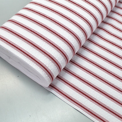 Red and White Striped Seersucker Fabric
