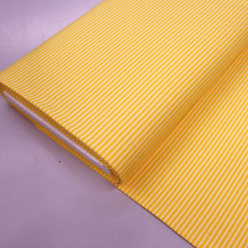 95% Cotton 5% Elastane Tricot Jersey Fabric - Narrow Yellow Stripe