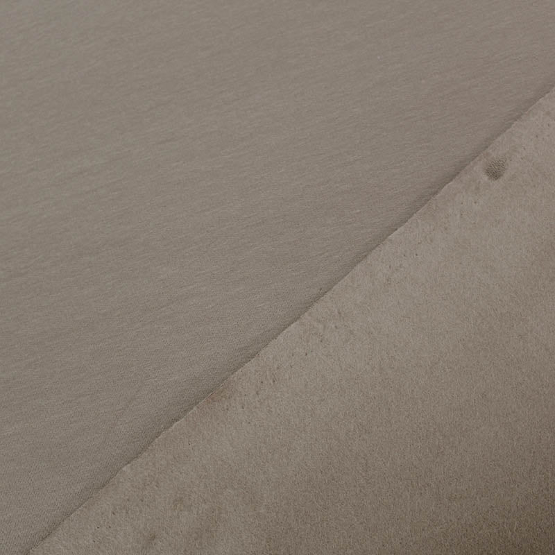 95% Cotton 5% Elastane   Taupe Brushed Back Sweatshirt Fabric