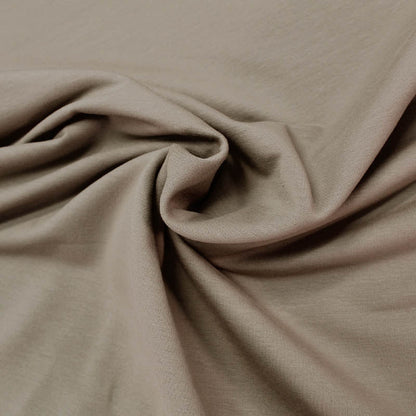 95% Cotton 5% Elastane   Taupe Brushed Back Sweatshirt Fabric