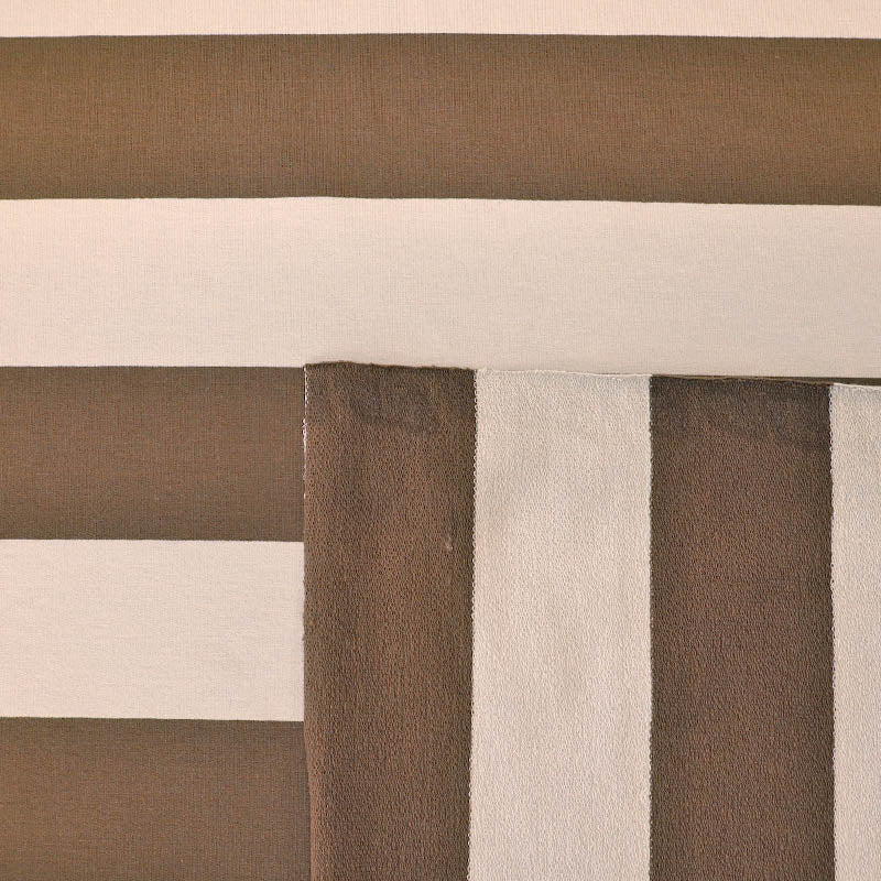 95% Cotton 5% Elastane Brown and Beige Stripe French Terry Fabric