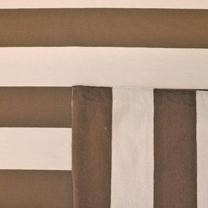 Cotton Elastane Dressmaking French Terry - BIG Stripe - Mushroom and Brown
