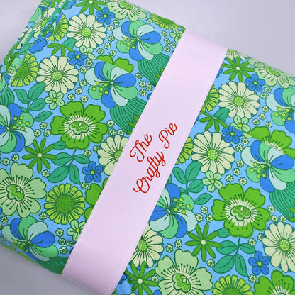 95% Cotton 5% Elastane Green Floral Jersey Fabric by The Crafty Pie
