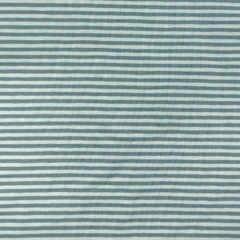 92% Cotton 8% Elastane Tricot Jersey Fabric - Narrow Green & Grey Stripe
