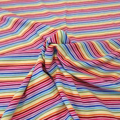 Cotton Elastane Jersey - Rainbow Stripe - Light