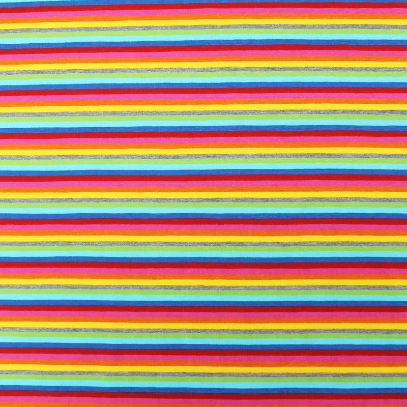 50CM REMNANT Cotton Elastane Jersey - Rainbow Stripe