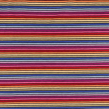 95% Cotton 5% Elastane Jersey Fabric - Multi Coloured Rainbow Stripe