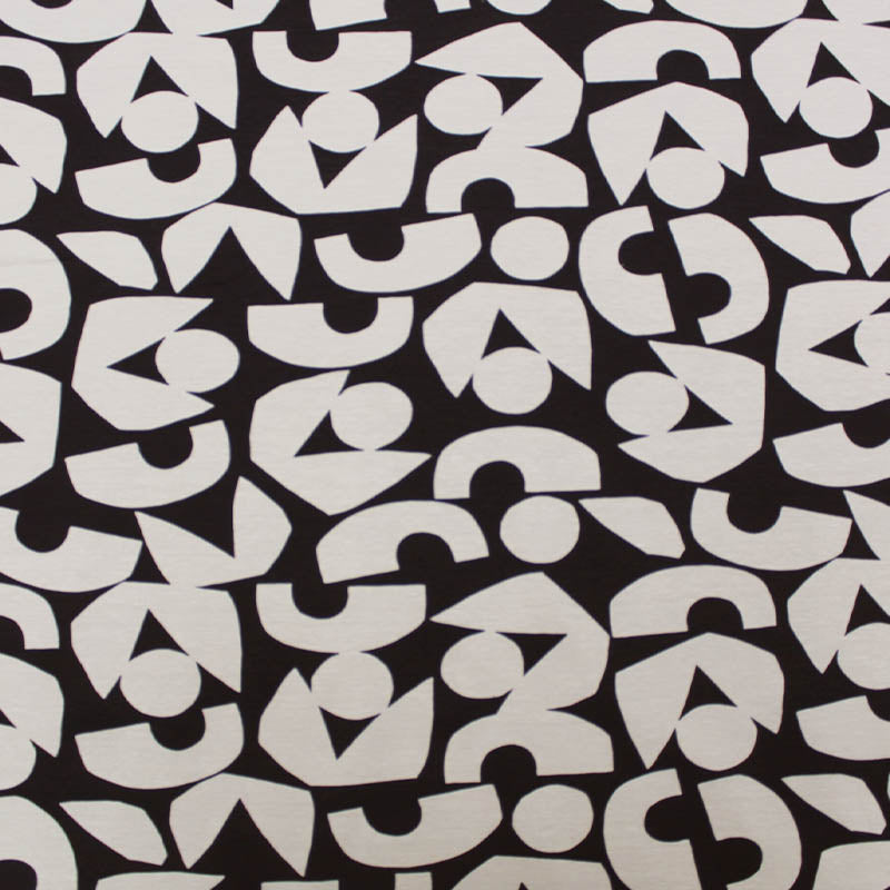 95% Cotton 5% Elastane  Black and Putty Bold Print Jersey Fabric