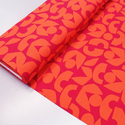 95% Cotton 5% Elastane  Pink and Orange Bold Print Jersey Fabric