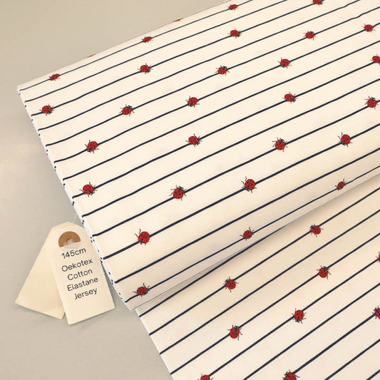 Cotton Elastane Jersey - White - Lady Bug