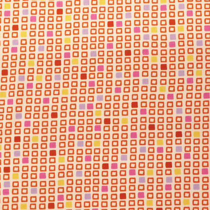 Cotton Elastane Jersey - White - Orange Squares