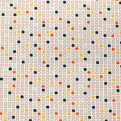 Cotton Elastane Jersey - White - Squares