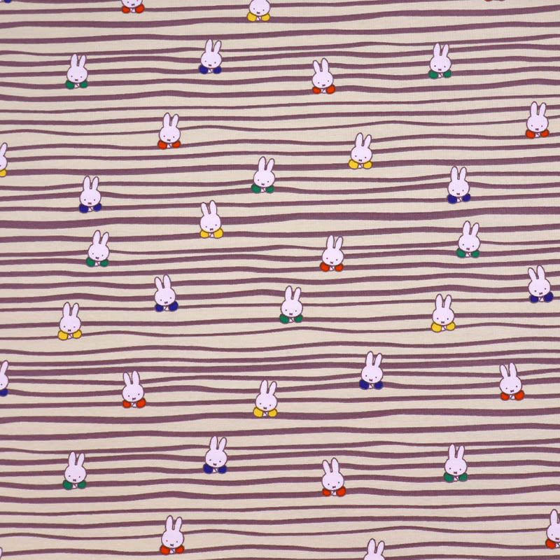 95% Cotton 5% Elastane Children's Jersey - Miffy Rabbit Print Fabric Multi