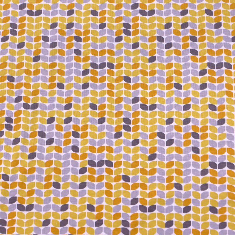 96% Cotton 4% Elastane Jersey Fabric - Yellow Geometric Print