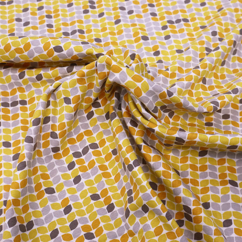 96% Cotton 4% Elastane Jersey Fabric - Yellow Geometric Print