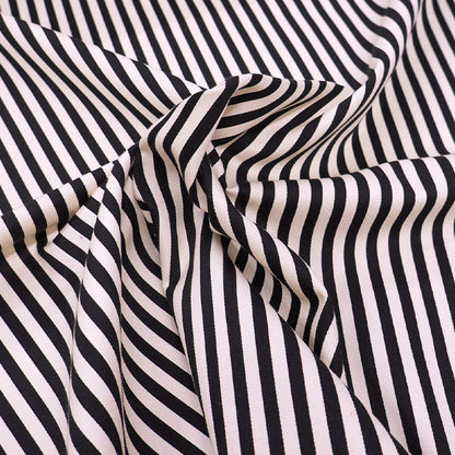 100% Cotton Gabardine Fabric - Black and Cream Stripe made in Japan by Sevenberry