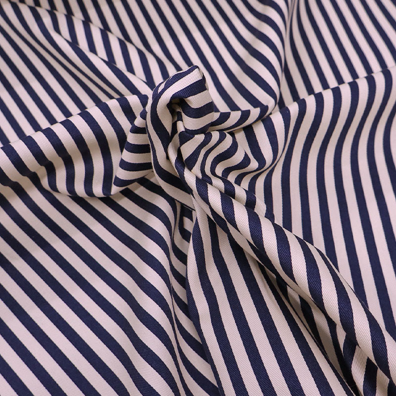100% Cotton Striped Gabardine Fabric - Navy and Cream from Japanese designer Sevenberry.