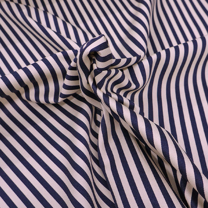 100% Cotton Striped Gabardine Fabric - Navy and Cream from Japanese designer Sevenberry.