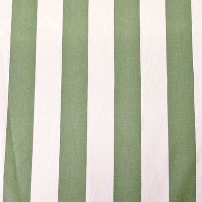 Cotton Gabardine - Wide Stripe - Sage Green and White