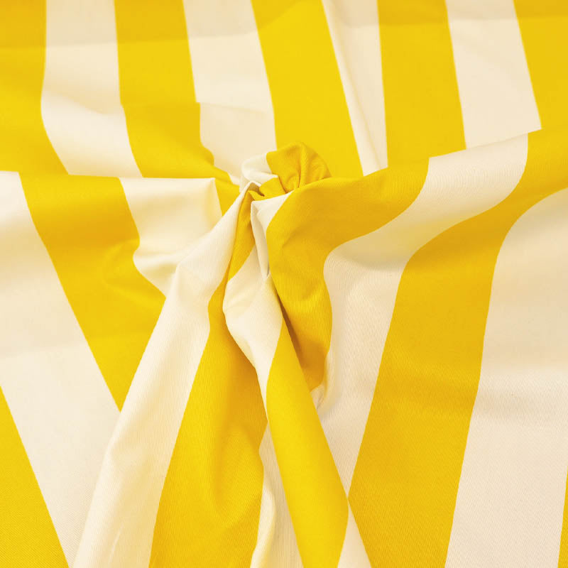 100% Cotton Yellow and White Striped Gabardine Twill Fabric