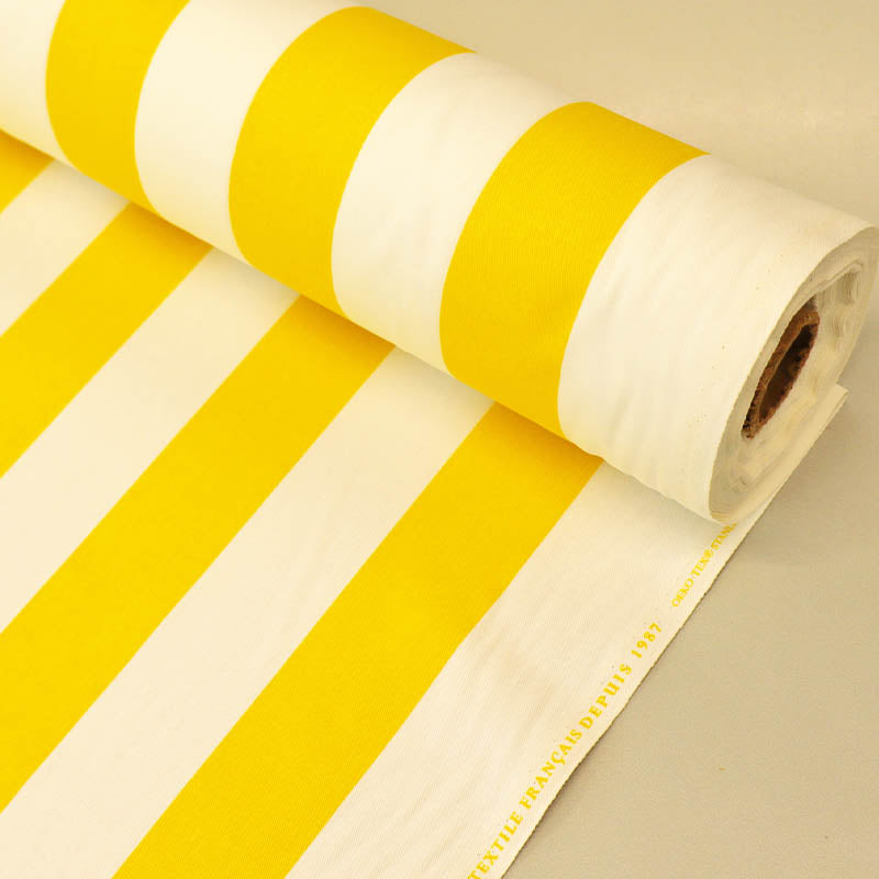 100% Cotton Yellow and White Striped Gabardine Twill Fabric