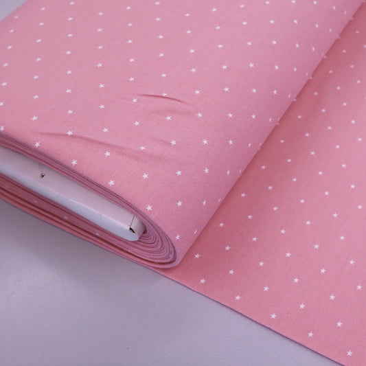95% Cotton 5% Elastane Pink Star Print Jersey Fabric