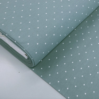 95% Cotton 5% Elastane Sage Green Star Print Jersey Fabric